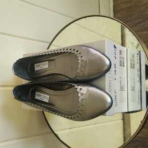 JIMMY CHOO GLEE METALLIC  FLAT SHOES SIZE 40